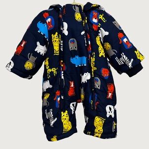 Colorful Animal Print Baby Snowsuit | 3-6M